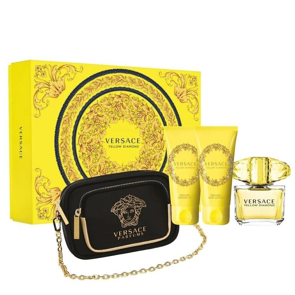 Versace Yellow Diamond EDT (W) / 4 PC SP 90 ML; BL 100 ML; SG 100 ML; Trousse